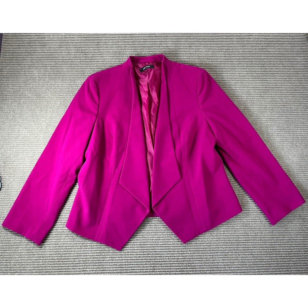 Nine West Womens Magenta Pink Open Front Draped Shawl‎ Collar Blazer Jacket
